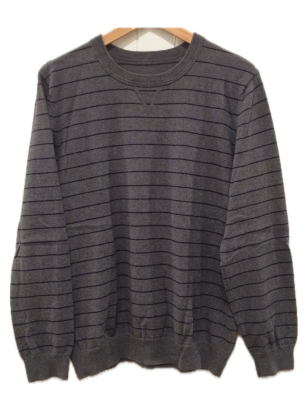 Cotton Cashmere Sweater | Grey Stripe | M
